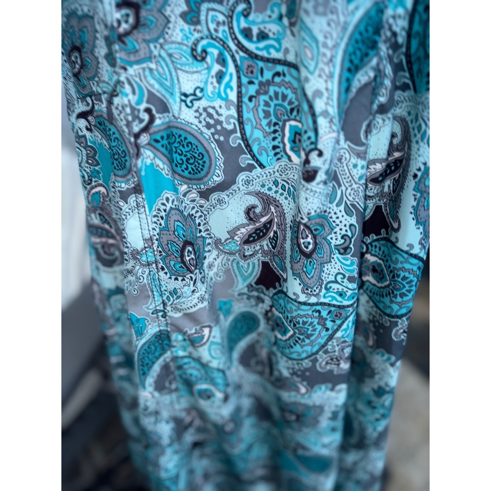 Athleta Pack Everywhere Halter Dress Mixed Paisley Teal Grey Summer Boho Size 6 - Picture 10 of 10